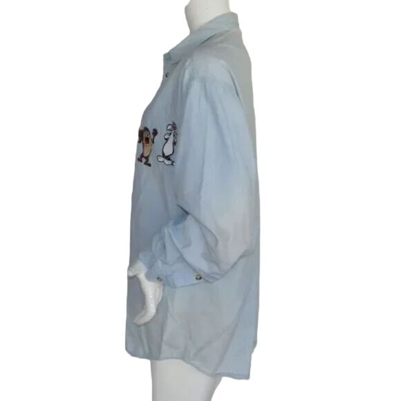 ACME Clothing Shirt L/XL, Chambray, Bugs, Daffy, Tweety, Sylvester, Sam, VINTAGE - Picture 8 of 14